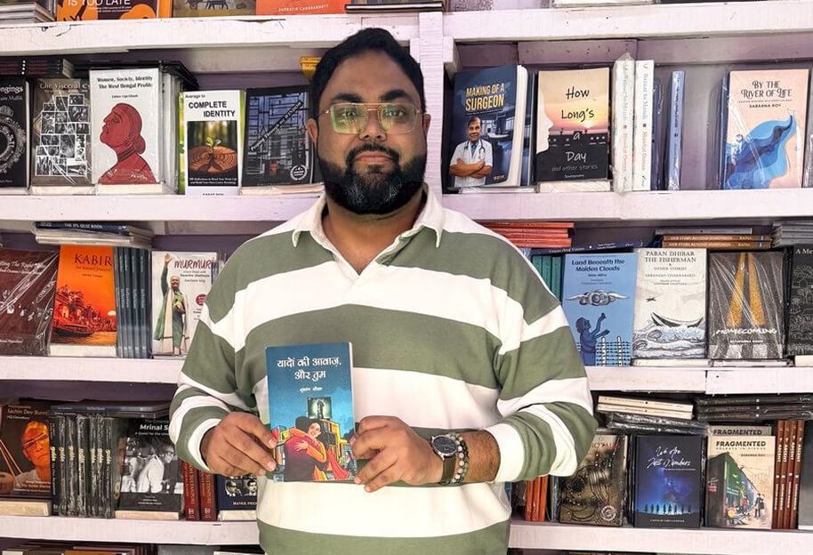 Subhang at Book Fair with his book Yaadon ki Aawaaz