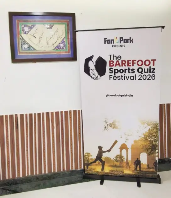 Barefoot Sports Quiz Festival 2026 poster at a New Delhi venue