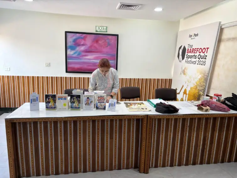 Blue Pencil sports book stall at Barefoot Sports Quiz Festival 2026